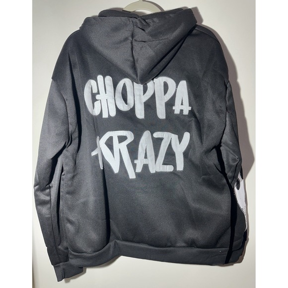 The Unbranded Brand Other - Choppa Krazy Hoodie with Bling flame on sleeves Size Large Soft fuzzy Inside NEW